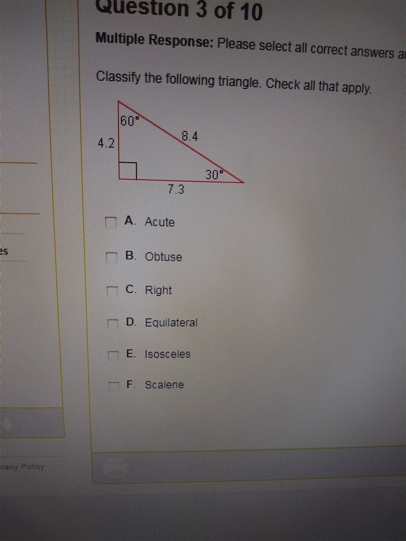 Classify the following triangle check all that apply-example-1