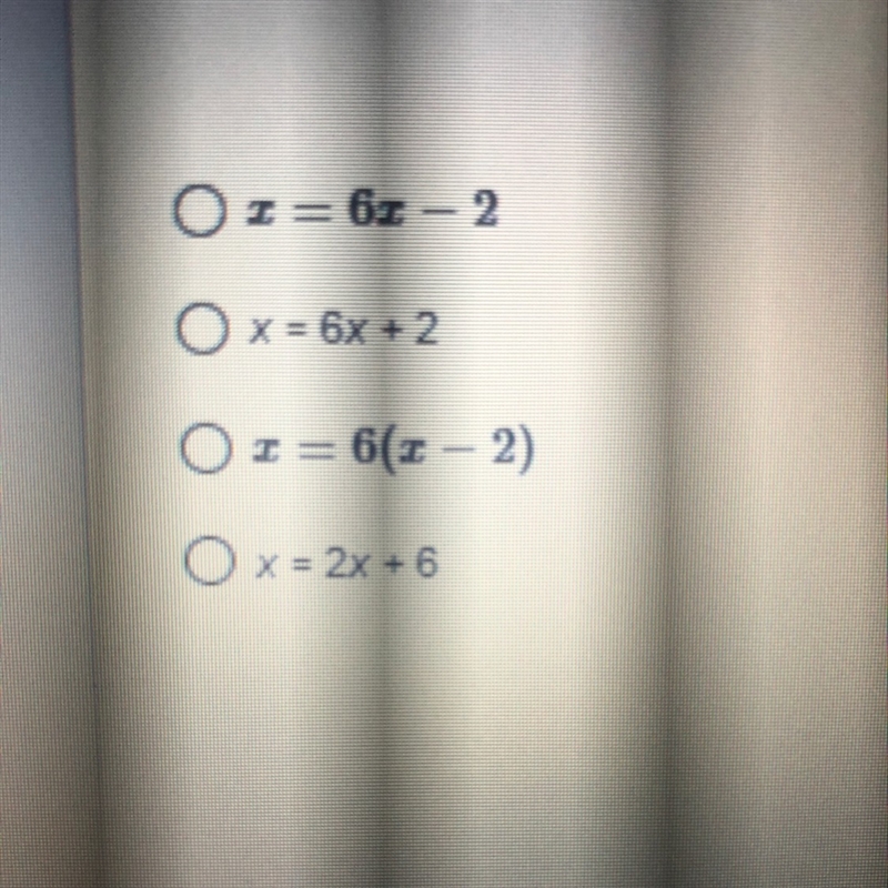 Marks age, X is six times his age 2 years ago. which equation represents the statement-example-1