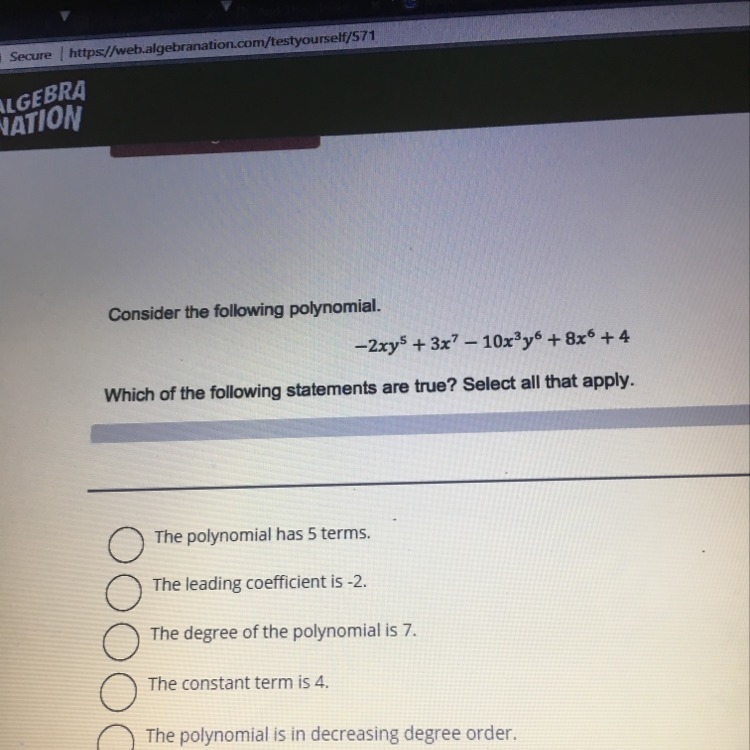 Which of the following statements are true? Select all that apply-example-1