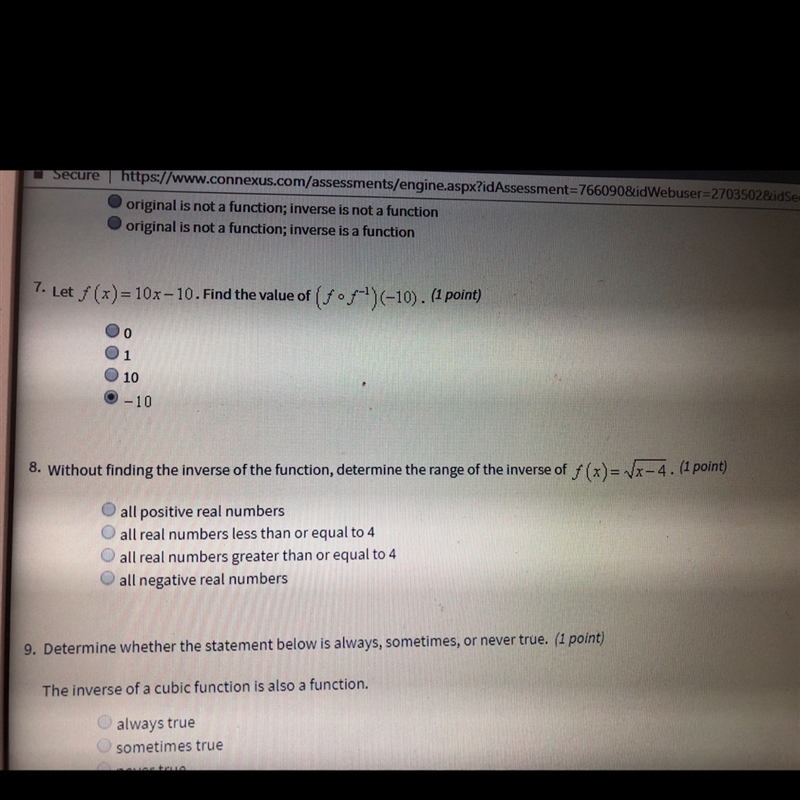 Without finding the inverse of the function determine the range of the inverse of-example-1