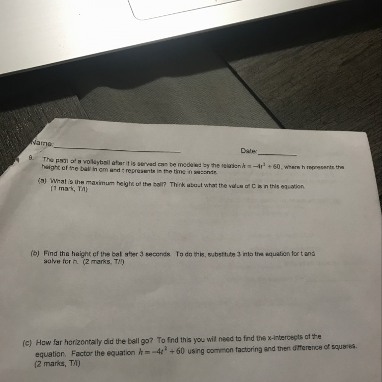 I need help answering a Quadratic Relation word problem.-example-1