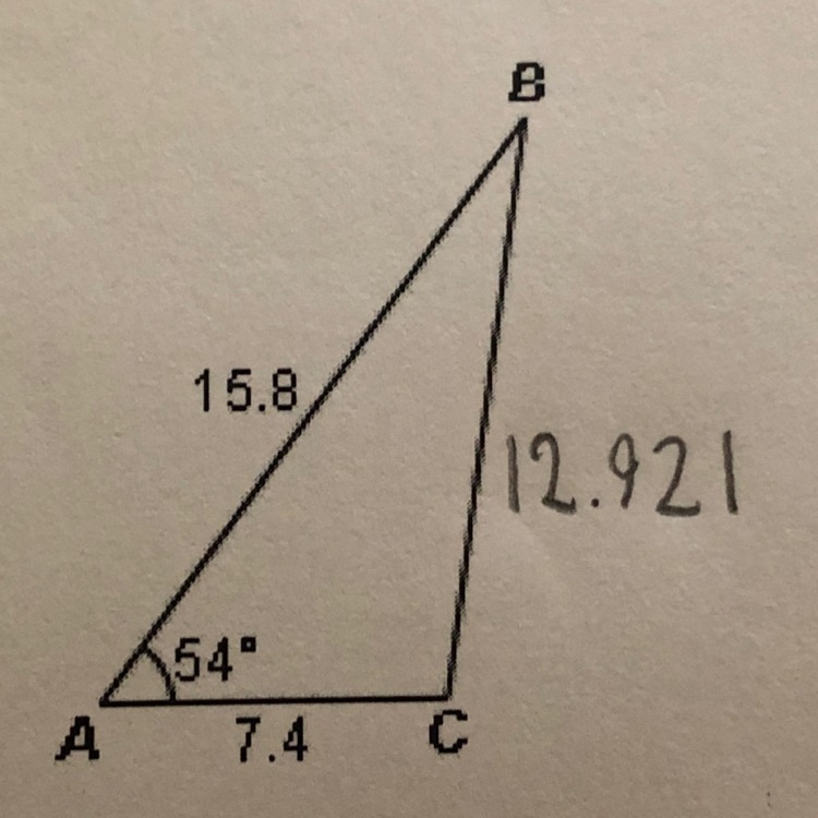 Trig-Please help ASAP! Use either the law of cosines or the law of sines to find the-example-1