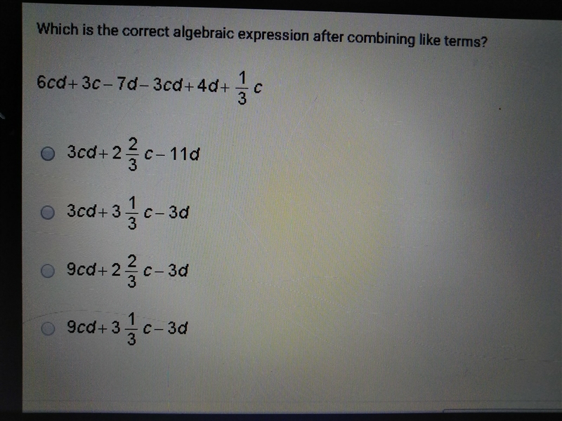 Which is the correct algebraic expression after combining like terms-example-1