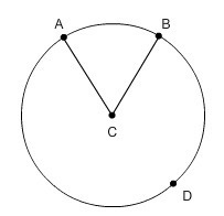 Point C is the center of the circle. If angle ACB measures (1/2x + 6) degrees and-example-1