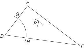 Sumi is constructing the inscribed circle for △DEF . She has already used her compass-example-1