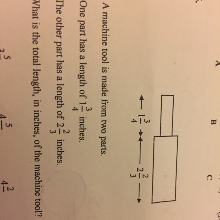 A machine tool is made from two parts One part has a length of 1 3/4 inches. The other-example-1