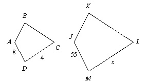 The polygons are similar, but not necessarily drawn to scale. Find the value of x-example-1