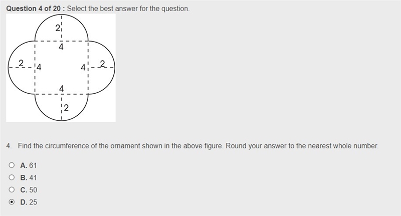 Find the circumference of the ornament shown in the above figure. Round your answer-example-1