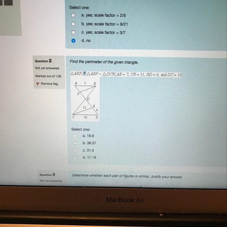 Find the perimeter of the given triangle-example-1