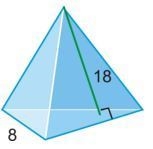 Find the surface area of the regular triangular pyramid. The surface area is units-example-1