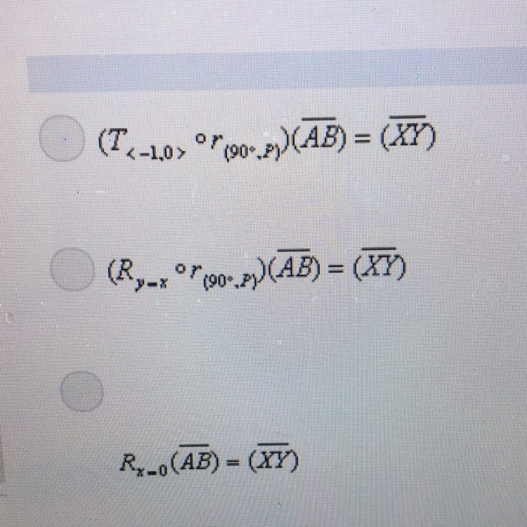 PLEASE HELP!! Write a sequence of rigid motions that maps AB to XY Second pic goes-example-1