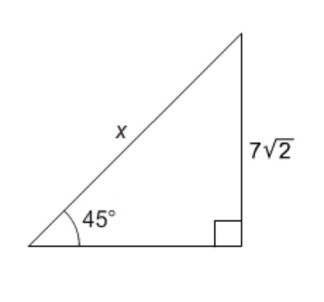 What is the value of x? a. 7 b. 7√2 c. 14 d. 14√2-example-1