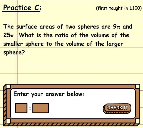 I need help finding the Volume of the smaller sphere to the larger sphere-example-1