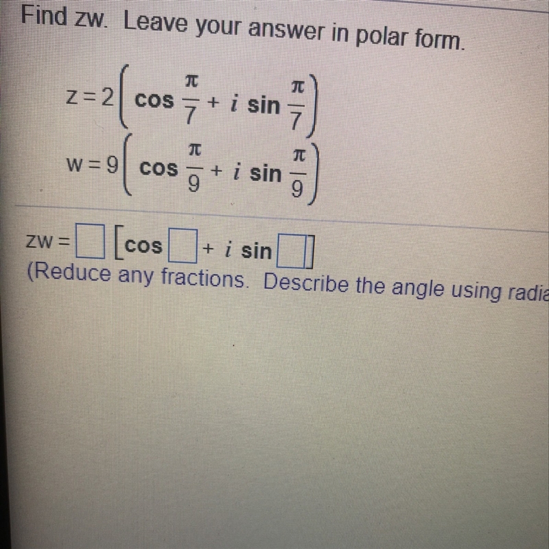 Describe the angle using radians between 0 and 2π-example-1