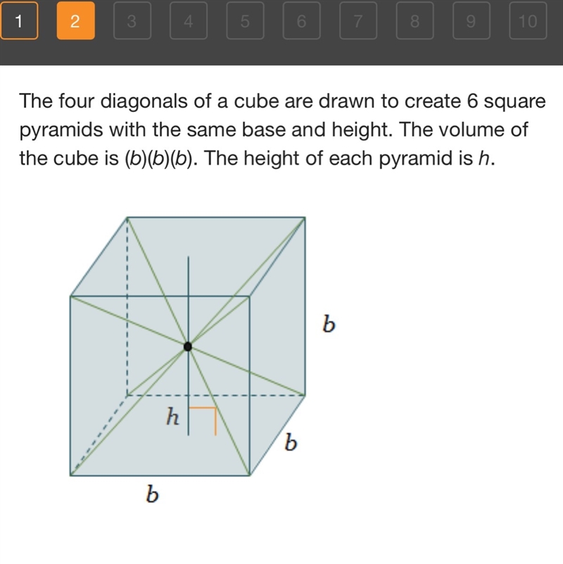 Therefore, the volume of one pyramid must equal one-sixth the volume of the cube, or-example-1