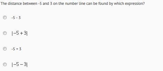 The distance between -5 and 3 on the number line can be found by which expression-example-1