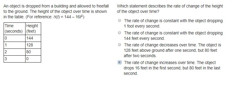 An object is dropped from a building and allowed to freefall to the ground. The height-example-1