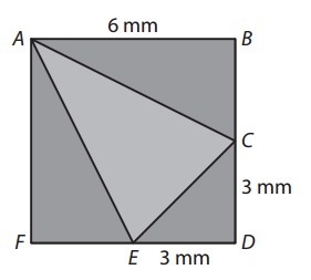 20 POINTS Given square ABDF with sides 6mm in length, point C as the midpoint of side-example-1