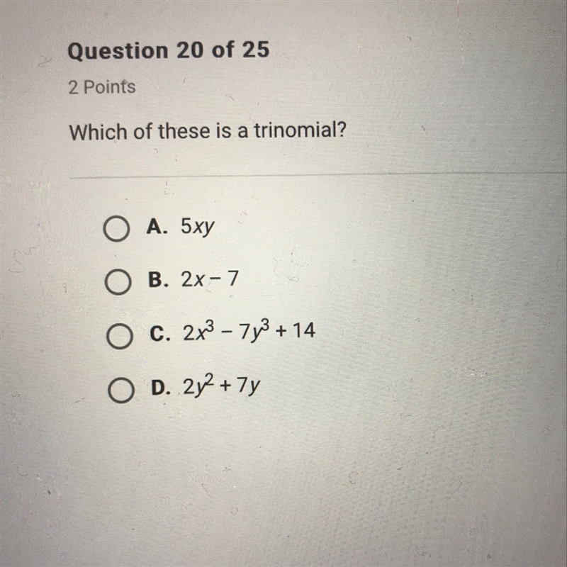 Which of these is a trinomial-example-1