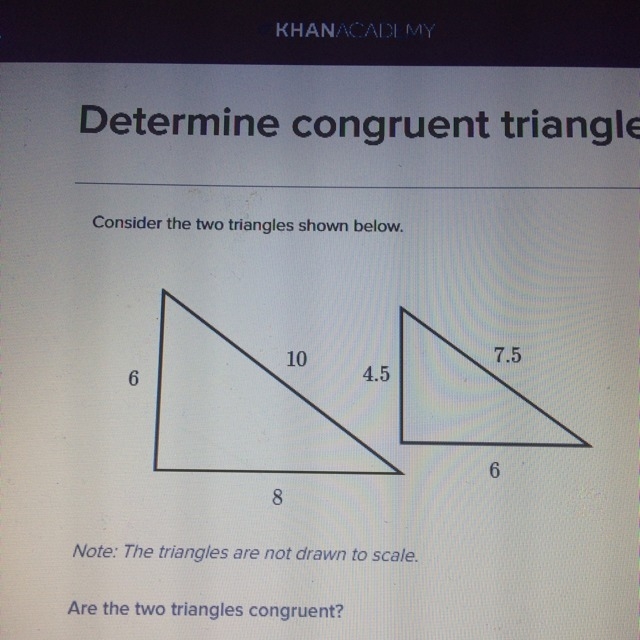 Are two triangles congruent ?-example-1