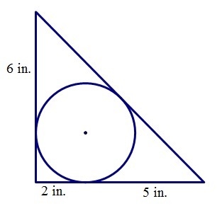 The circle is inscribed by the triangle. Find the perimeter of the triangle. A. 11 in-example-1