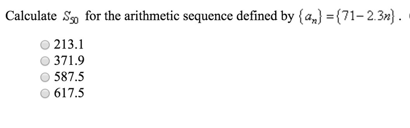 Calculate s50 for the arithmetic sequence defined by-example-1