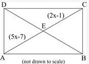 Figure ABCD is a rectangle. The length of segment AE is (5x − 7) units and the length-example-1