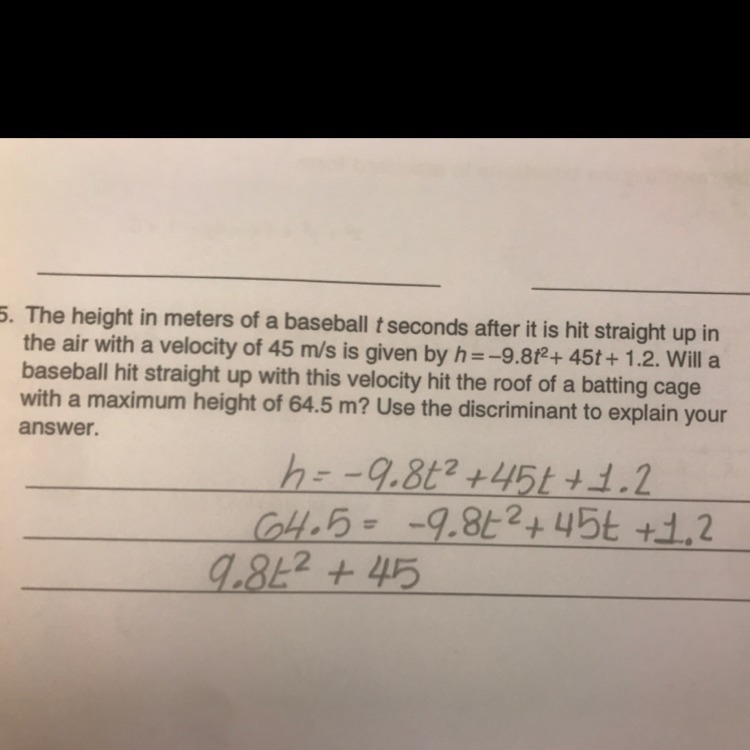 The answer to this word problem usinf discriminant-example-1