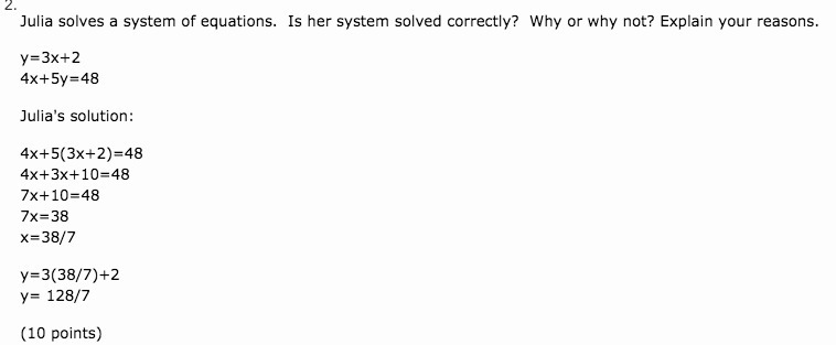 . (06.01) Solve the following system of equations and show all work. y=−x^2+6 y=3x-example-1