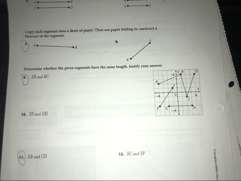 Determine whether The given segments have the same length. Justify your answer-example-1