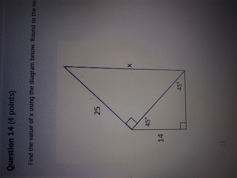 Find the value of x using the diagram below. Round to the nearest whole number. A-example-1