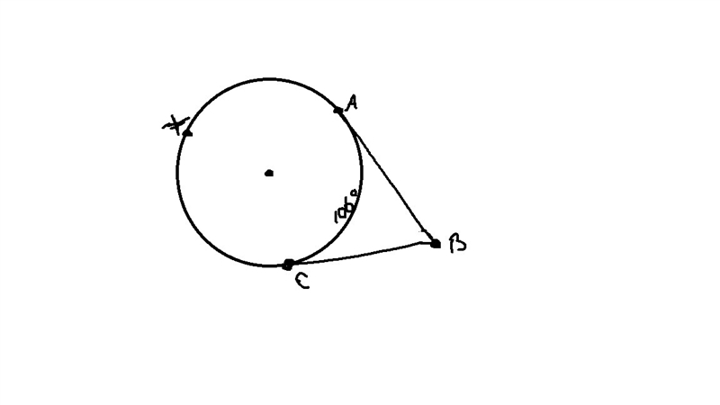 If arc mAC = 106 what is angle mABC? 53° 74° 86° 128°-example-1