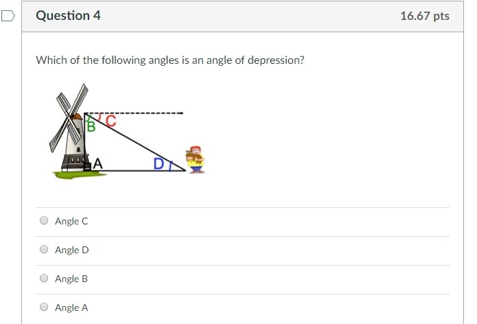 Which of the following angles is an angle of depression?-example-1