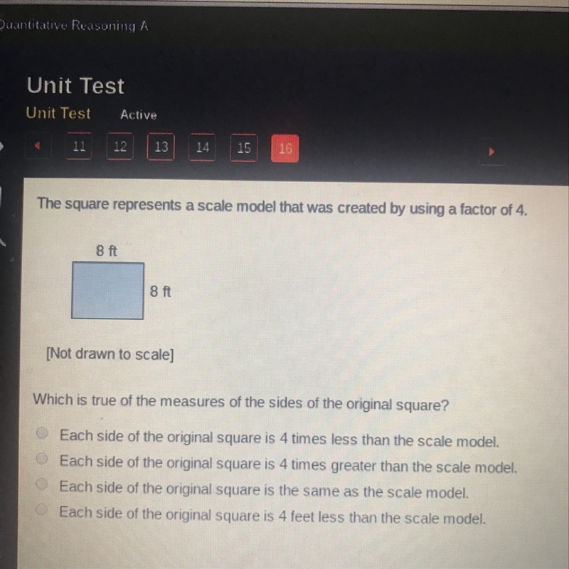 Which is true of the measures of the sides of the original square?-example-1