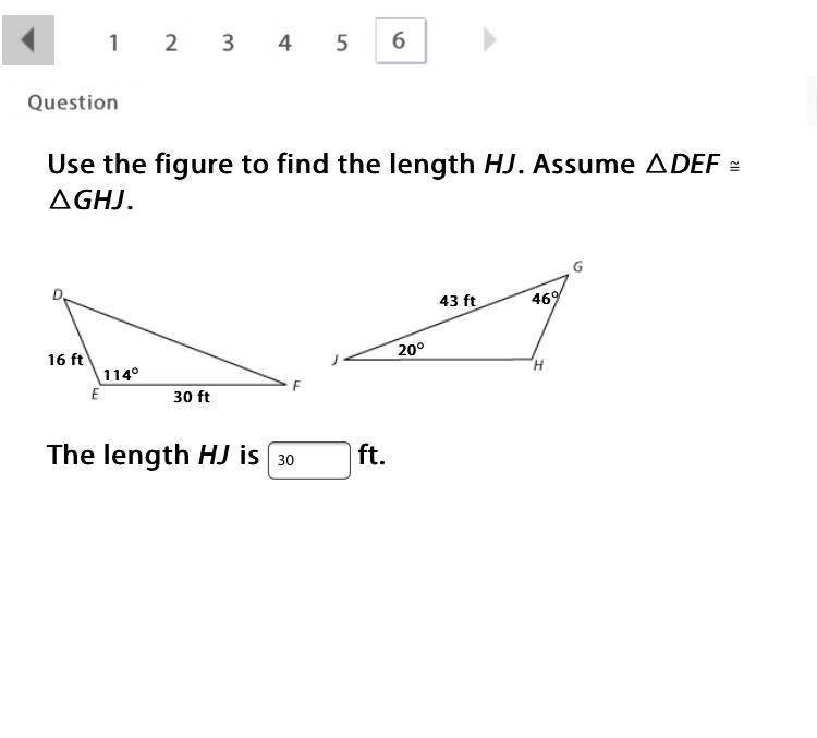 Use the figure to find the length HJ. Assume △DEF ≅ △GHJ. *I GOT 30*-example-1