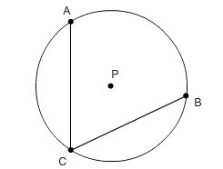 Angle ACB is an inscribed angle of circle P. What is the measure of angle ACB if arc-example-1