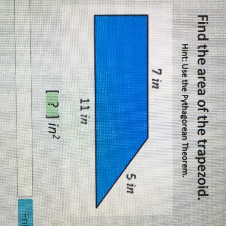 Find area of trapezoid using the Pythagorean theorem-example-1