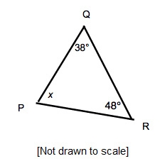 What is the value of x in triangle PQR below? 86 94 132 142-example-1