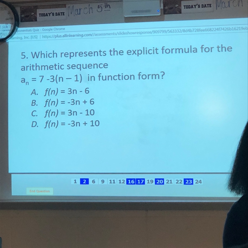 Which represents the explicit formula for the arithmetic sequence-example-1