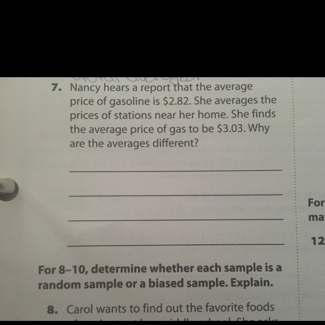 Nancy hears a report that the average price of gasoline is $2.82. She averages the-example-1