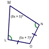 Angle N measures 96 degrees, find the value of x.-example-1