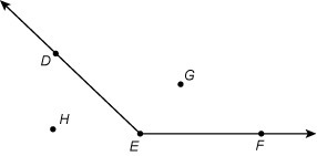 Which point is on the interior of ∠DEF? point H point G point F point D-example-1