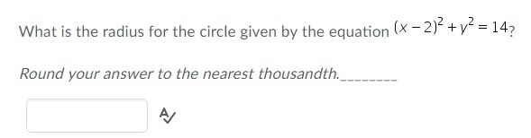 What is the radius for the circle given by the equation? (Please help gmanyp)-example-1