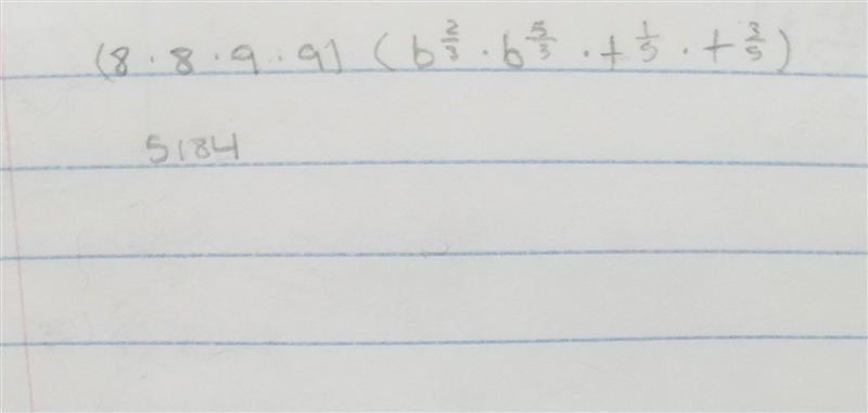 How yo simplify (b2/3 x b5/3 x t1/5 x t3/4)?-example-1