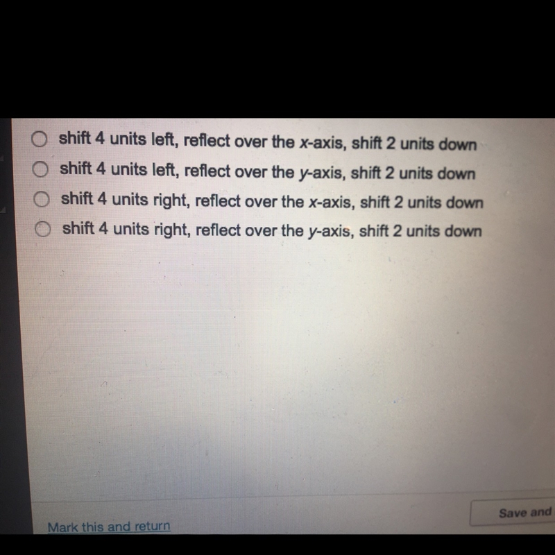 which if the following describes the transformations of g(x)=-(2)^x+4 -2 from the-example-1