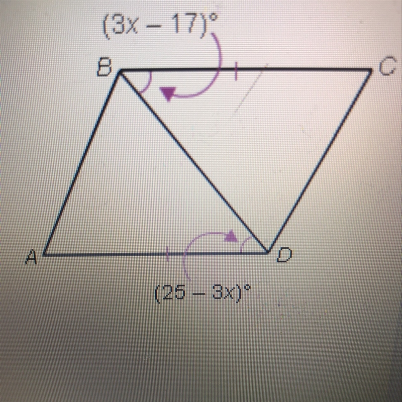 Find the value of x for which ABCD must be a parallelogram.-example-1