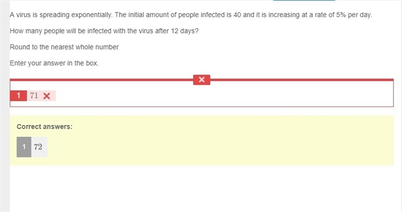 A virus is spreading exponentially. The initial amount of people infected is 40 and-example-1