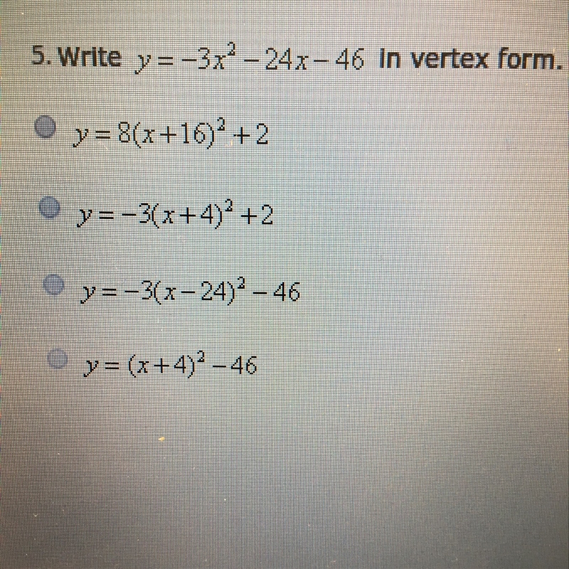 Write y=-3x^2-24x-46 in vertex form.-example-1