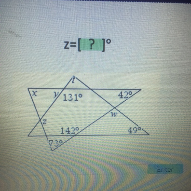 How many degrees is z?-example-1