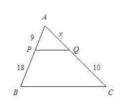 What is the value of x, given that PQ ll BC? 10 5 7 8-example-1